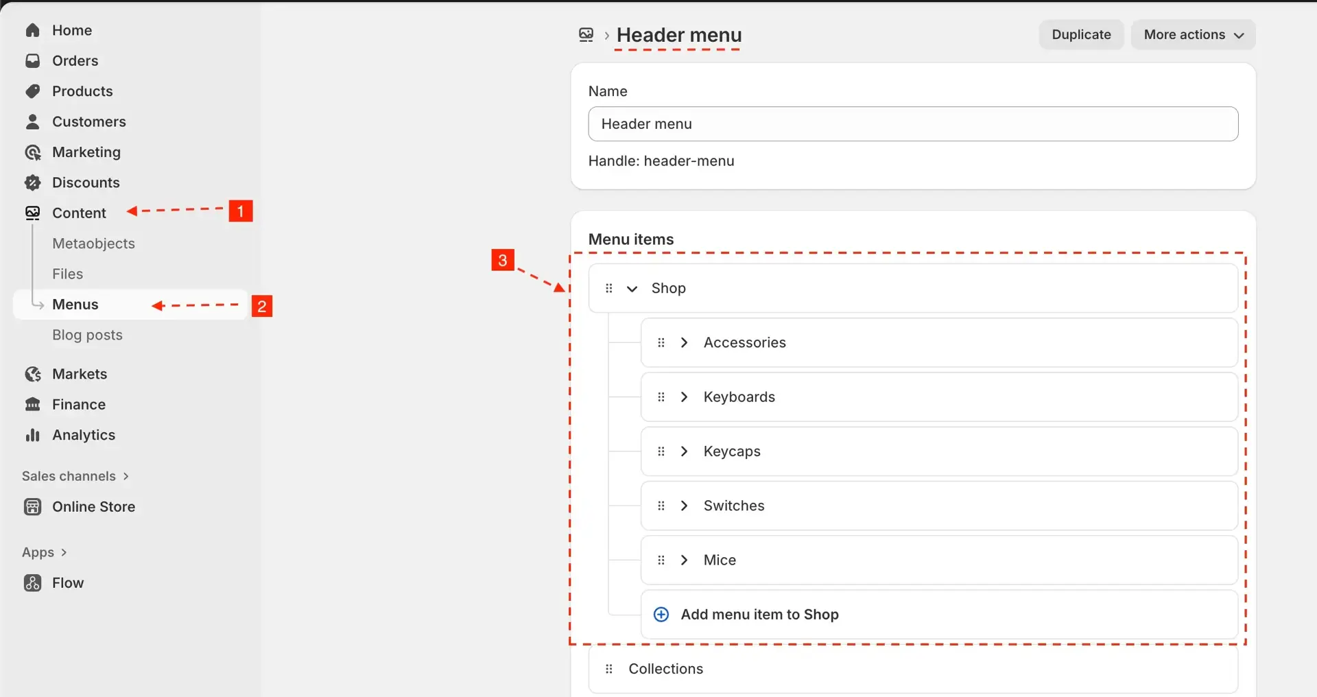 Stylescape mega menu setup steps 1 to 3 in Shopify theme editor